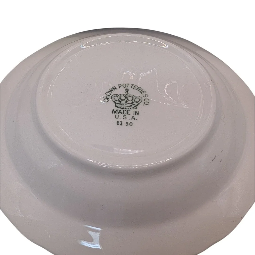 Vintage Crown Potteries Saucerers Metallic Gold Trim Mid Century Set of Three